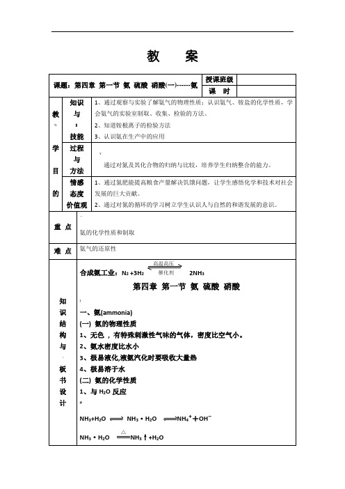 氨、硫酸和硝酸教学设计示例1