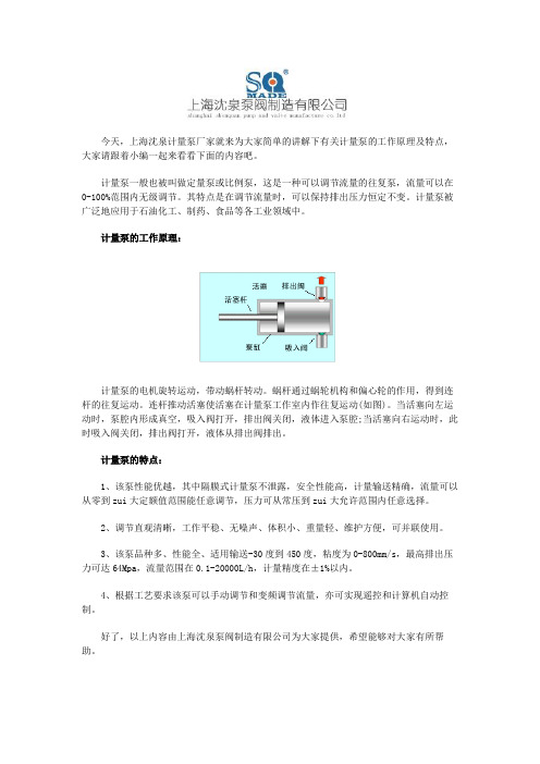 计量泵的工作原理及特点