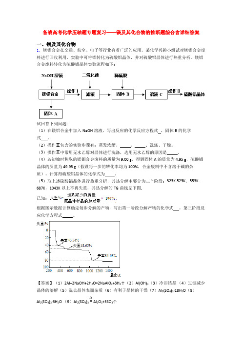 备战高考化学压轴题专题复习——镁及其化合物的推断题综合含详细答案