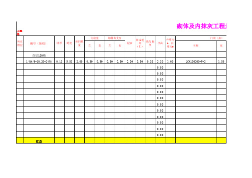 【建筑算量】万科土建工程量EXCEL自动计算表(砌体及内抹灰)