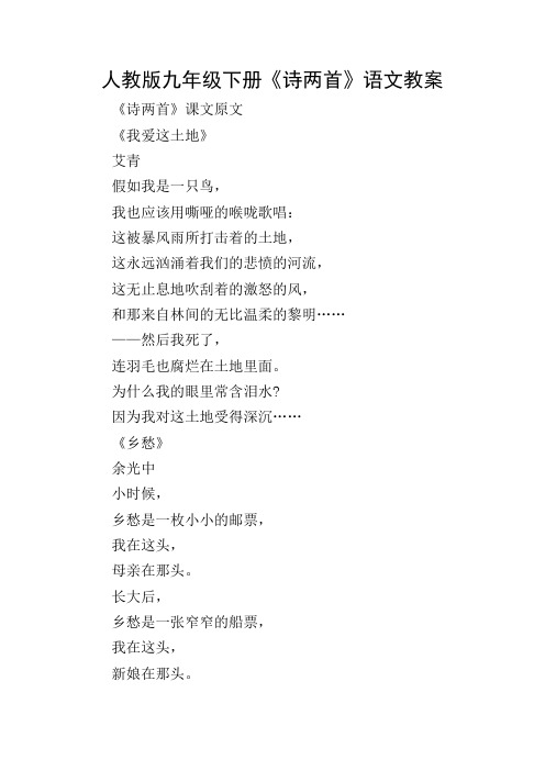 人教版九年级下册《诗两首》语文教案