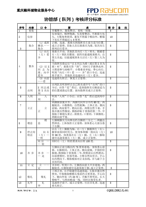 队列考核评分标准