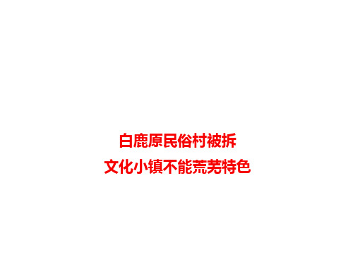 白鹿原民俗村被拆 文化小镇不能荒芜特色