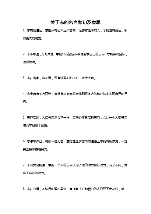 关于志的名言警句及意思