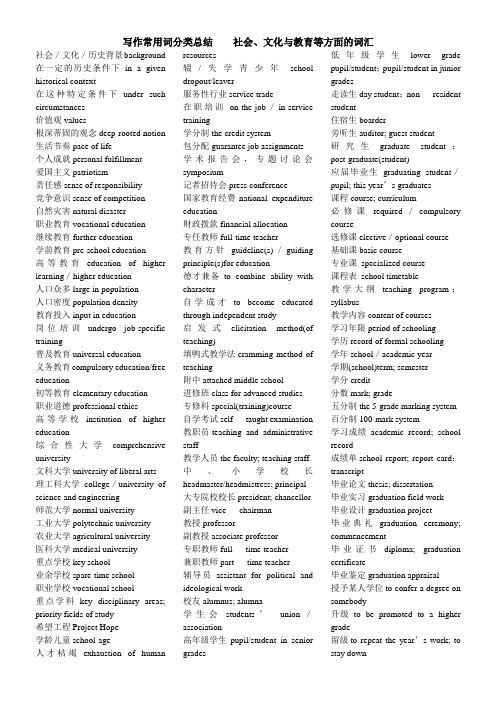 写作常用词分类总结