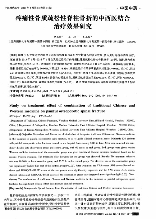 疼痛性骨质疏松性脊柱骨折的中西医结合治疗效果研究