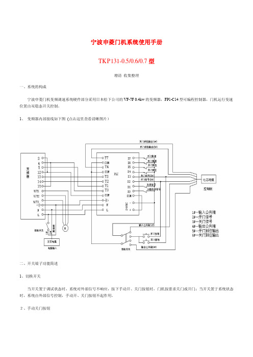 宁波申菱门机系统使用手册