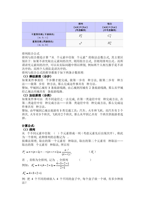 排列组合公式