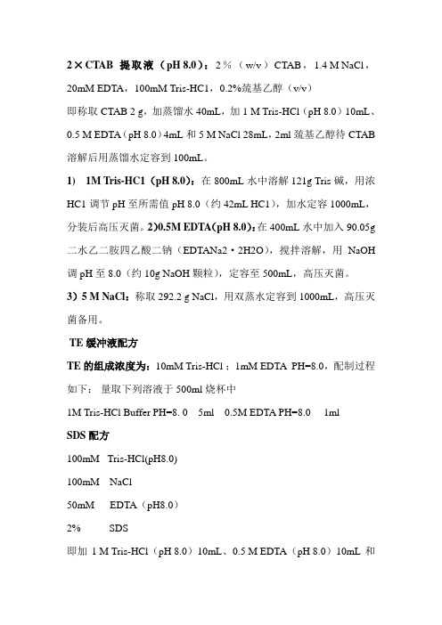 CTBA,SDS,高盐低提取液配方和方法