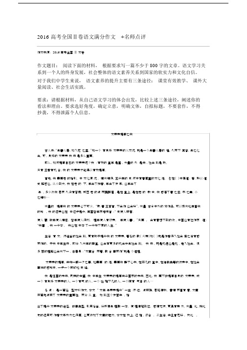 高中高考全国II卷语文满分精品作文综合.doc