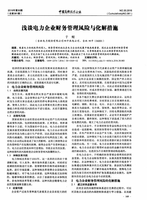 浅谈电力企业财务管理风险与化解措施