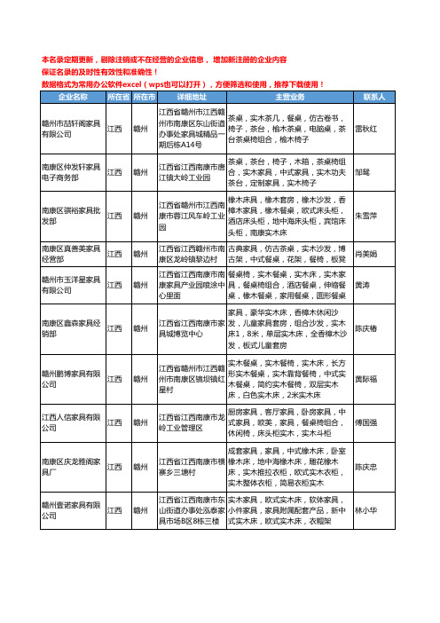 2020新版江西省赣州中式家具工商企业公司名录名单黄页大全18家