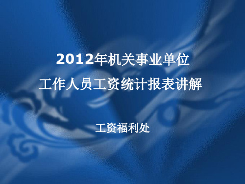 2012年机关事业单位工作人员工资统计报表讲解工资福利处4