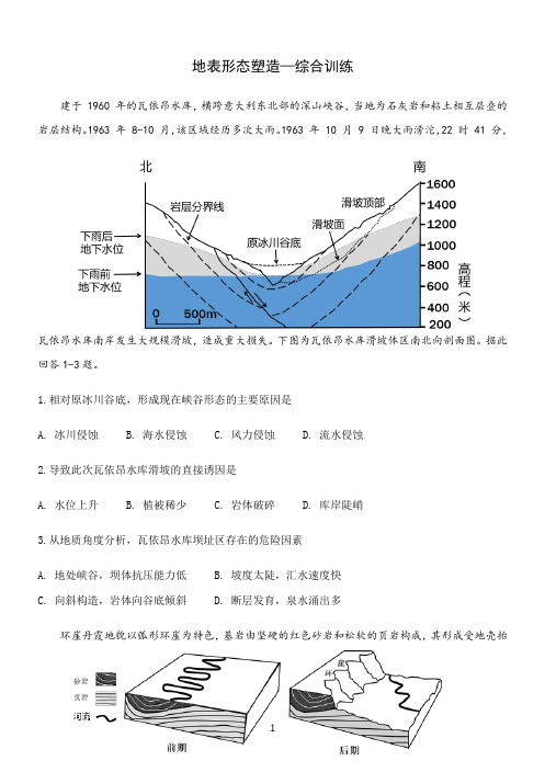 【2021高考地理二轮复习】 地表形态塑造—综合训练含答案