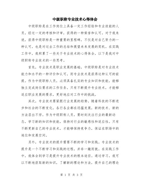 中级职称专业技术心得体会