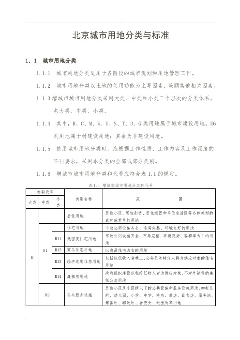 北京用地性质分类与标准