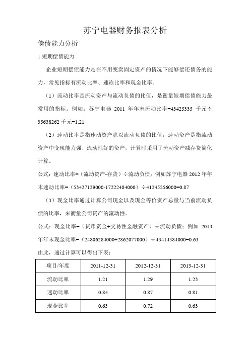 苏宁财务报表分析