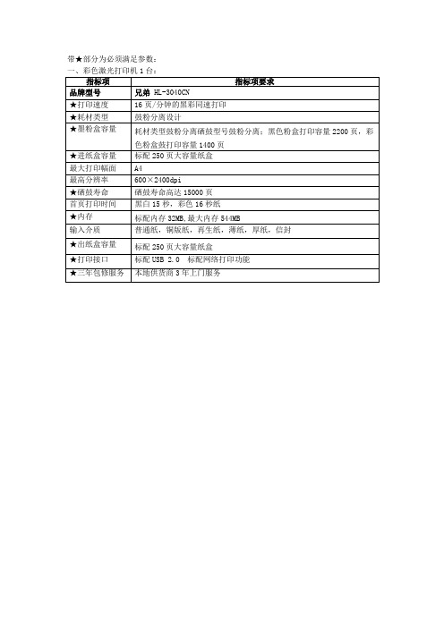 带部分为必须满足参数