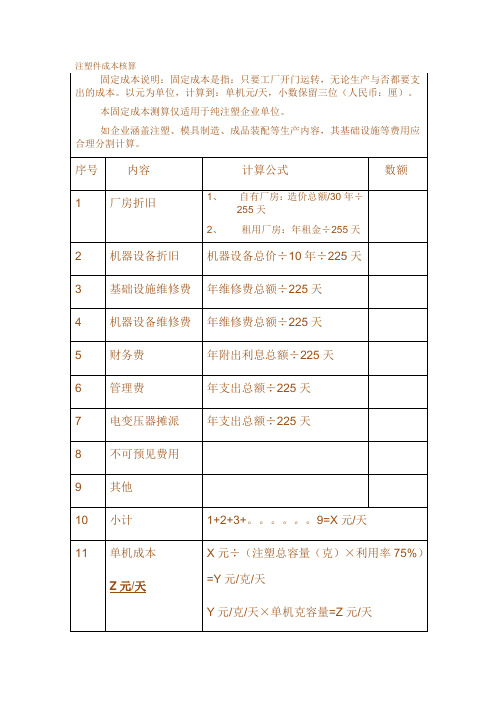 注塑件成本核算