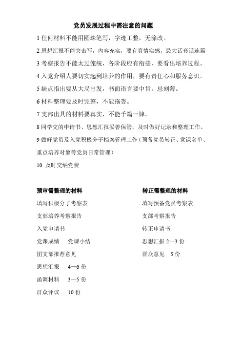 发展党员过程中需要注意的问题