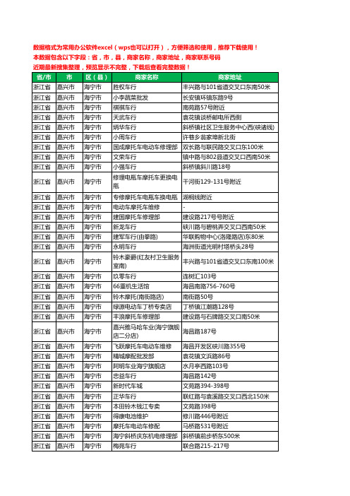 2020新版浙江省嘉兴市海宁市摩配工商企业公司商家名录名单黄页联系电话号码地址大全141家