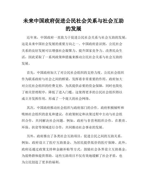 未来中国政府促进公民社会关系与社会互助的发展