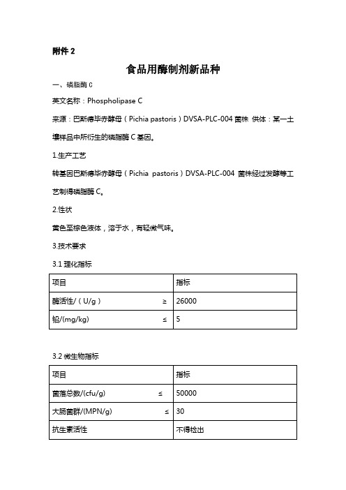 食品用酶制剂新品种