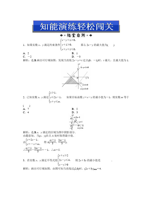 2013优化方案人教B版数学必修5知能演练3.5.2简单线性规划