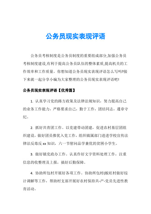 公务员现实表现评语