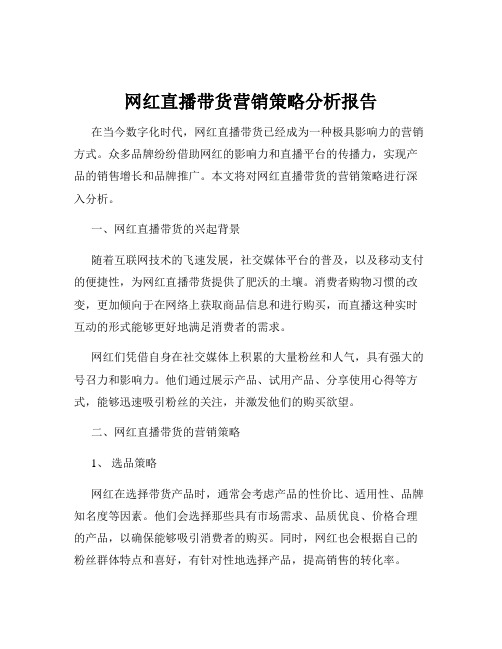 网红直播带货营销策略分析报告