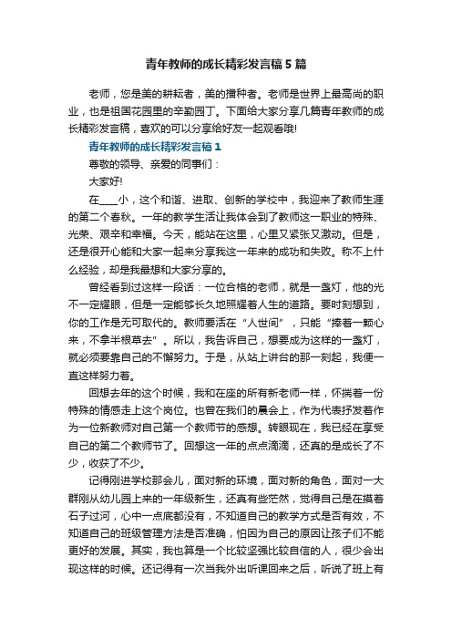 青年教师的成长精彩发言稿5篇