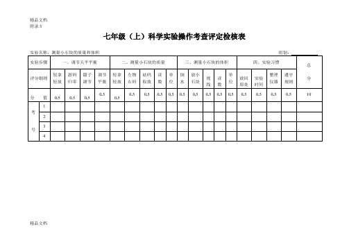 (整理)科学实验操作考查评定检核表