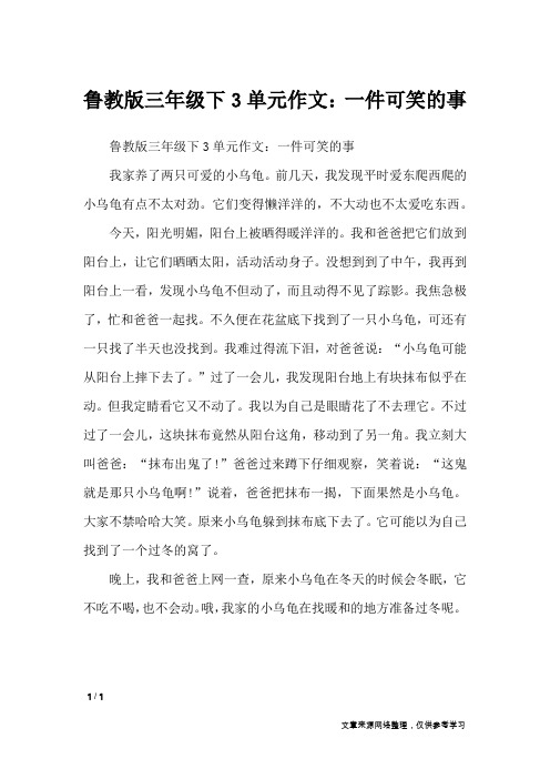 鲁教版三年级下3单元作文：一件可笑的事_单元作文