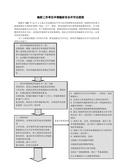 辐射工作单位申领辐射安全许可证流程