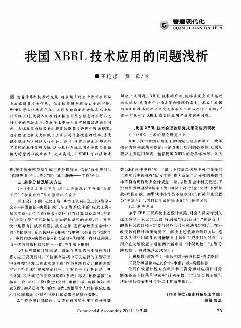 我国XBRL技术应用的问题浅析