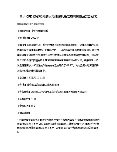 基于CFD数值模拟的火焰清理机高温烧嘴燃烧及冷却研究