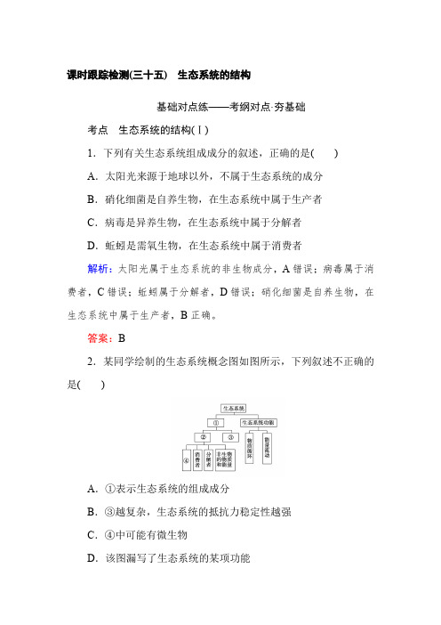 2019版高考生物一轮复习检测：第十一单元 生态系统与环境保护(三十五) 含解析