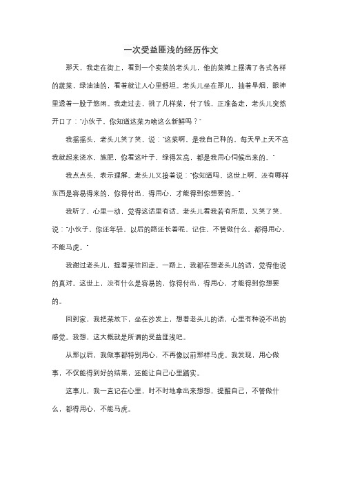 一次受益匪浅的经历作文