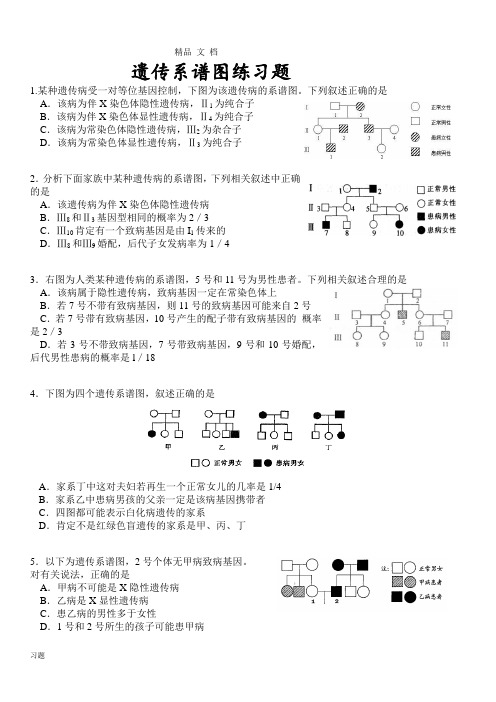 遗传系谱图基础练习练习题复习.doc