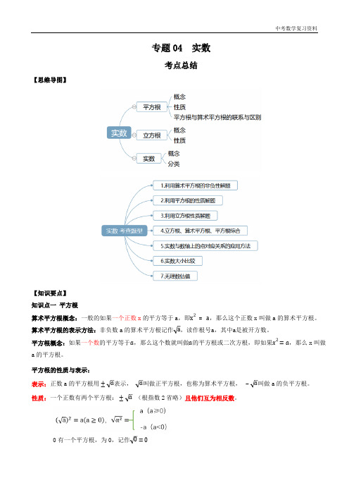 中考数学 专题04 实数(知识点串讲)(解析版)