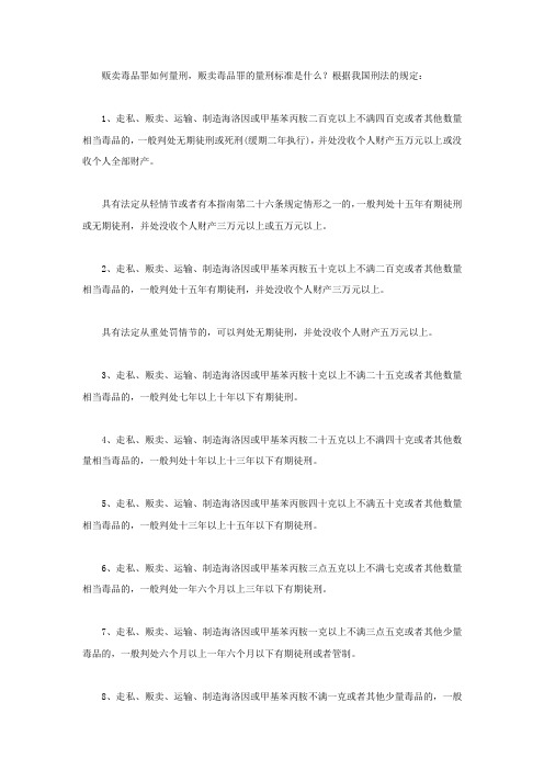 贩卖毒品罪怎么判刑