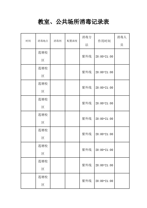 教室公共场所消毒记录表