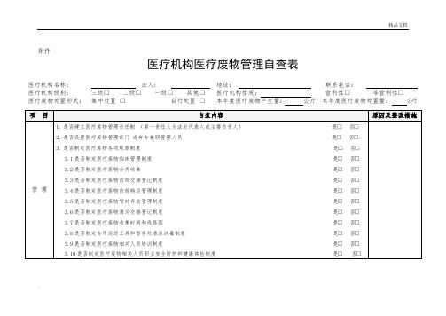 医疗废物自查表