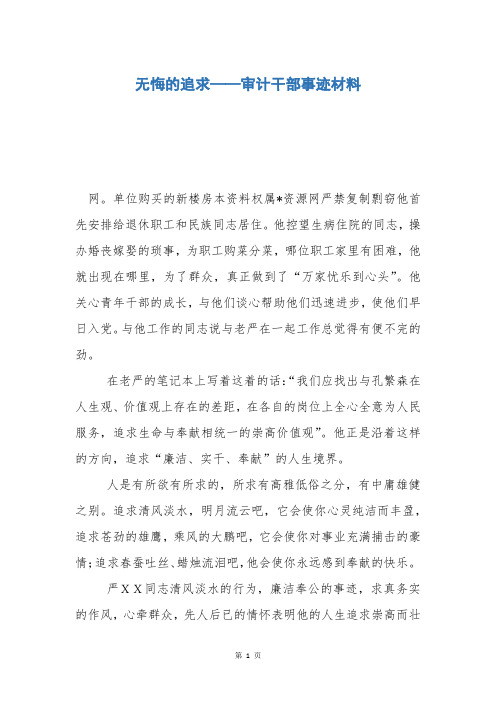 无悔的追求——审计干部事迹材料