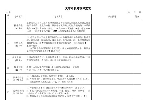 叉车司机考核评定