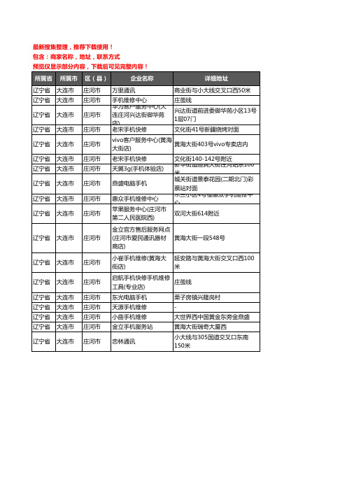 新版辽宁省大连市庄河市手机维修企业公司商家户名录单联系方式地址大全18家