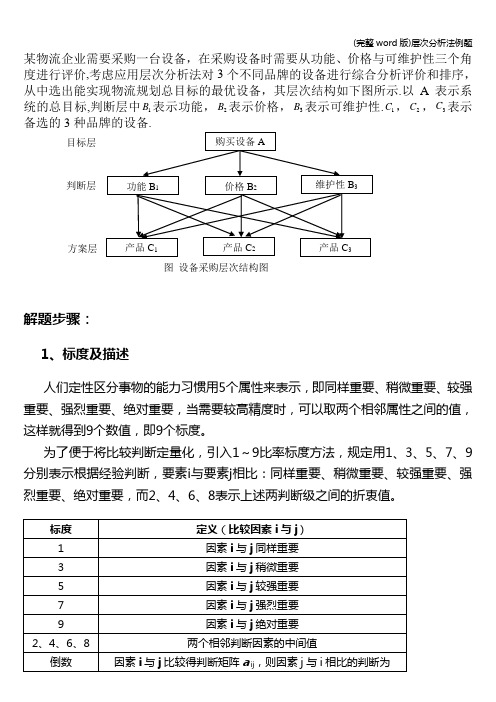 (完整word版)层次分析法例题