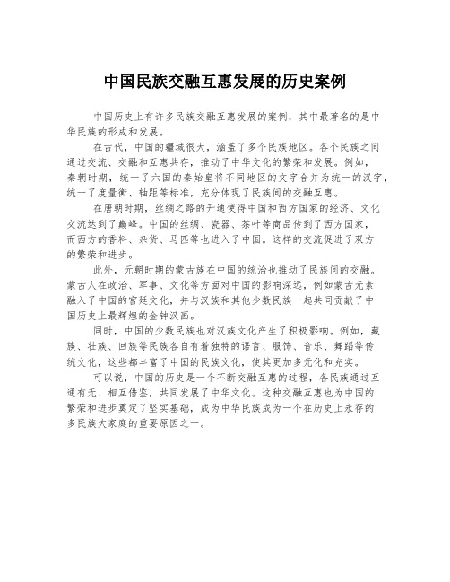 中国民族交融互惠发展的历史案例