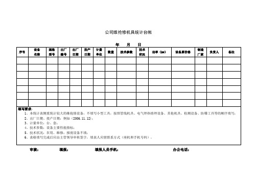 公司维抢修机具统计台帐