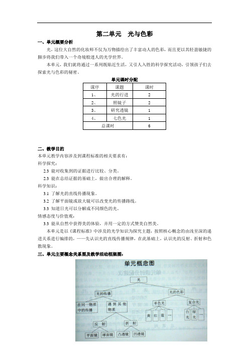 苏教版科学五上《光与色彩》备课教案